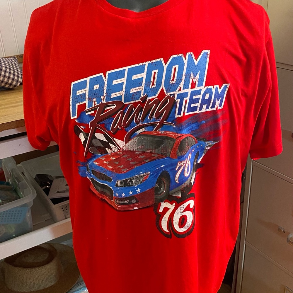 New Men’s “Patriotic” T-Shirt Short Sleeve “Freedom Racing Team Graphics” 2XL